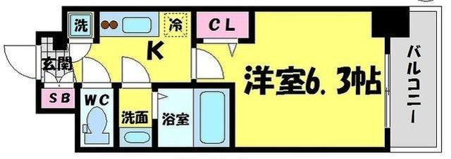 エスリード京橋グランツ(1K/11階)の間取り写真