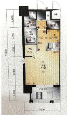 ラファセエスペランサ大濠(ワンルーム/2階)の間取り写真