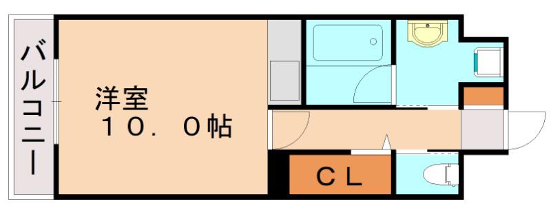 ヒルズ鍛冶町(1K/10階)の間取り写真