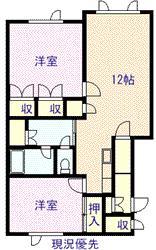タウンズ秋月C棟(2LDK/1階)の間取り写真