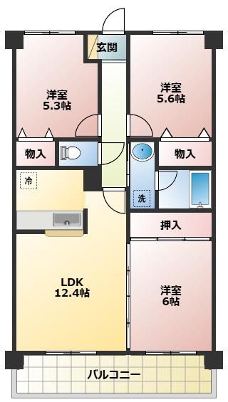 ブロームハウスあけぼの(3LDK/1階)の間取り写真