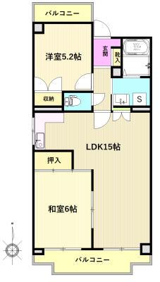 パールハイム(2LDK/5階)の間取り写真