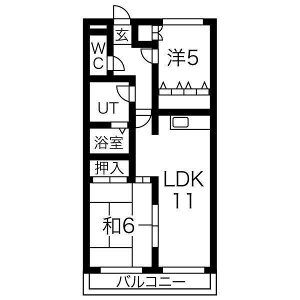 パレス水南(2LDK/2階)の間取り写真