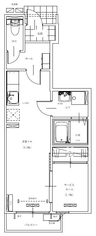 プリモII(1SK/1階)の間取り写真
