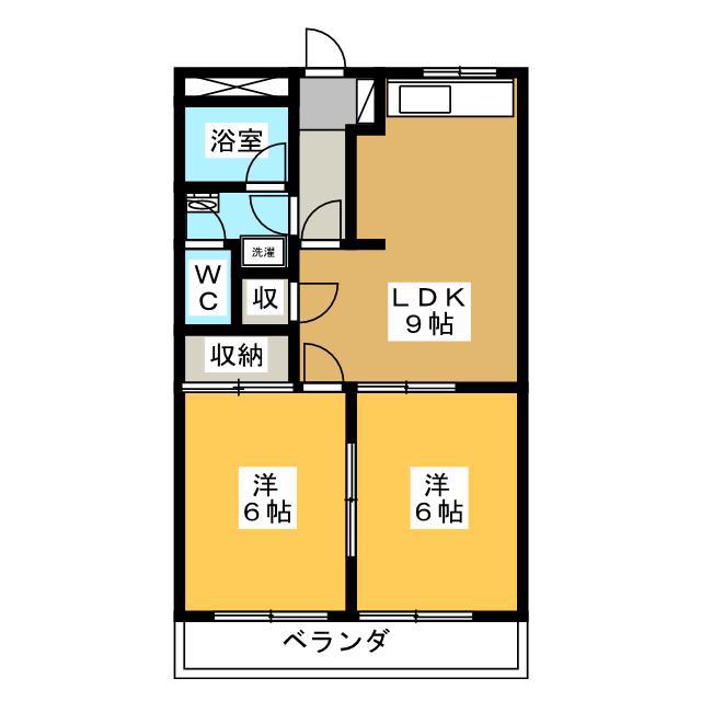 ハイツパークサイド(2LDK/1階)の間取り写真