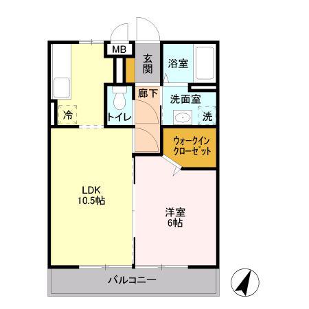 スカイシティ・ベルテ(1LDK/2階)の間取り写真
