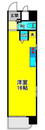 ロイヤルフラット野毛山壱番館(ワンルーム/3階)の間取り写真
