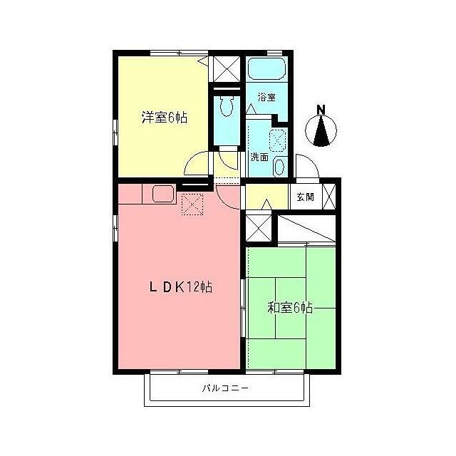 サニーハイツ湘南(2LDK/2階)の間取り写真