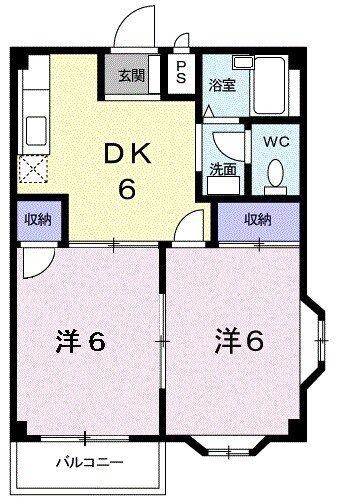 エクセリッチK-I(2DK/2階)の間取り写真