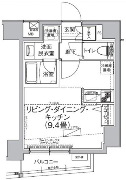 アイルイムーブル浅草(1K/9階)の間取り写真