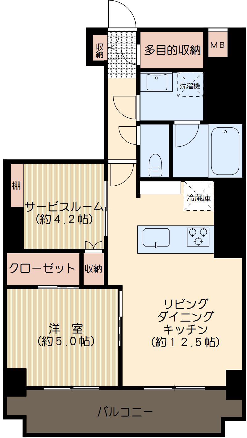 ヴィラロイヤル文京西片(1SLDK/4階)の間取り写真