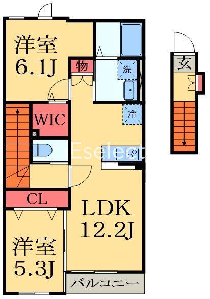 グランデ ヴィラージュ(2LDK/2階)の間取り写真