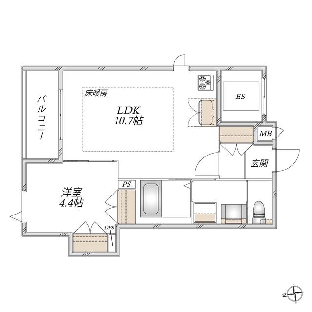 VILLA DEL SOL VI(1LDK/2階)の間取り写真