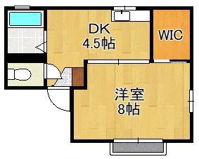 シャトーK安部山B棟(1DK/2階)の間取り写真