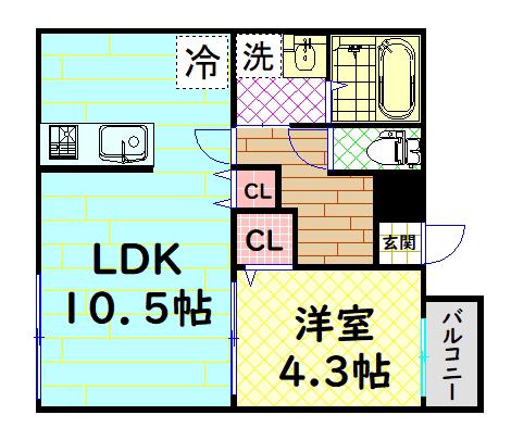 ALEGURIA鳳ノース(1LDK/1階)の間取り写真