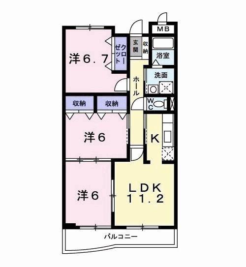 カミングヒルズ(3LDK/4階)の間取り写真