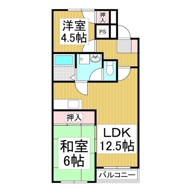 メゾン21上戸倉 403(2LDK/4階)の間取り写真