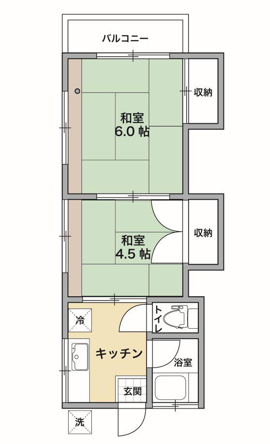 カナリヤ荘(2K/2階)の間取り写真