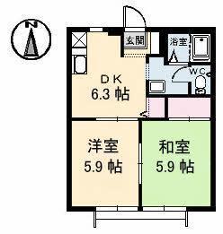 グッディーズ寺山(2DK/1階)の間取り写真