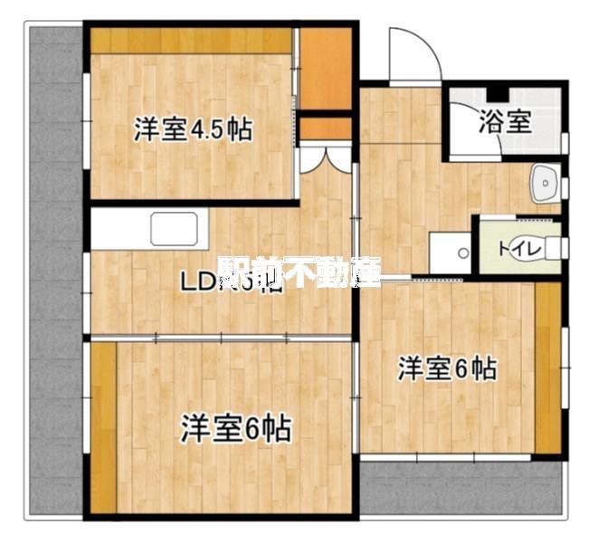ビレッジハウス城島II(3DK/5階)の間取り写真