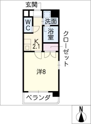 WISH(1K/3階)の間取り写真