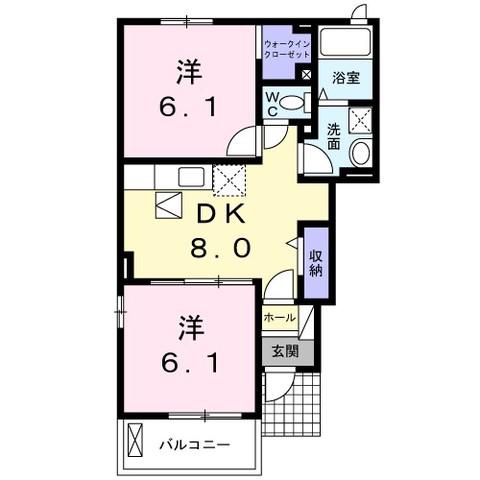 プリート日出 Ⅱ(2DK/1階)の間取り写真