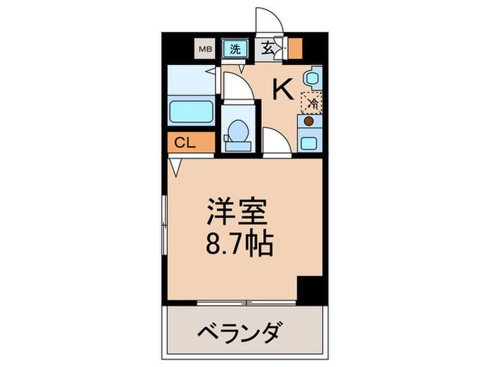 グローリーステージ博多(1K/7階)の間取り写真
