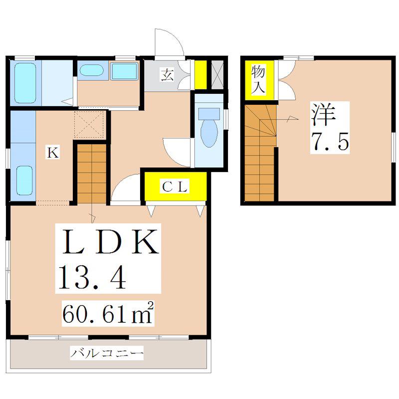 センターコート(1LDK/1階)の間取り写真