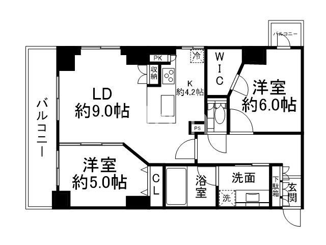 コンフォール四条烏丸オーセンティア(2LDK/4階)の間取り写真