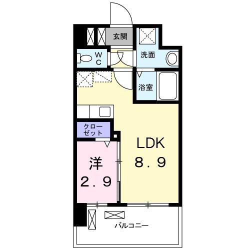 スカイパレス空港東(1DK/4階)の間取り写真