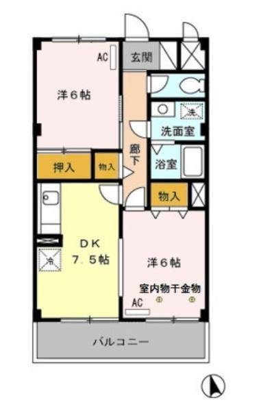 エクセル八雲台(2DK/1階)の間取り写真