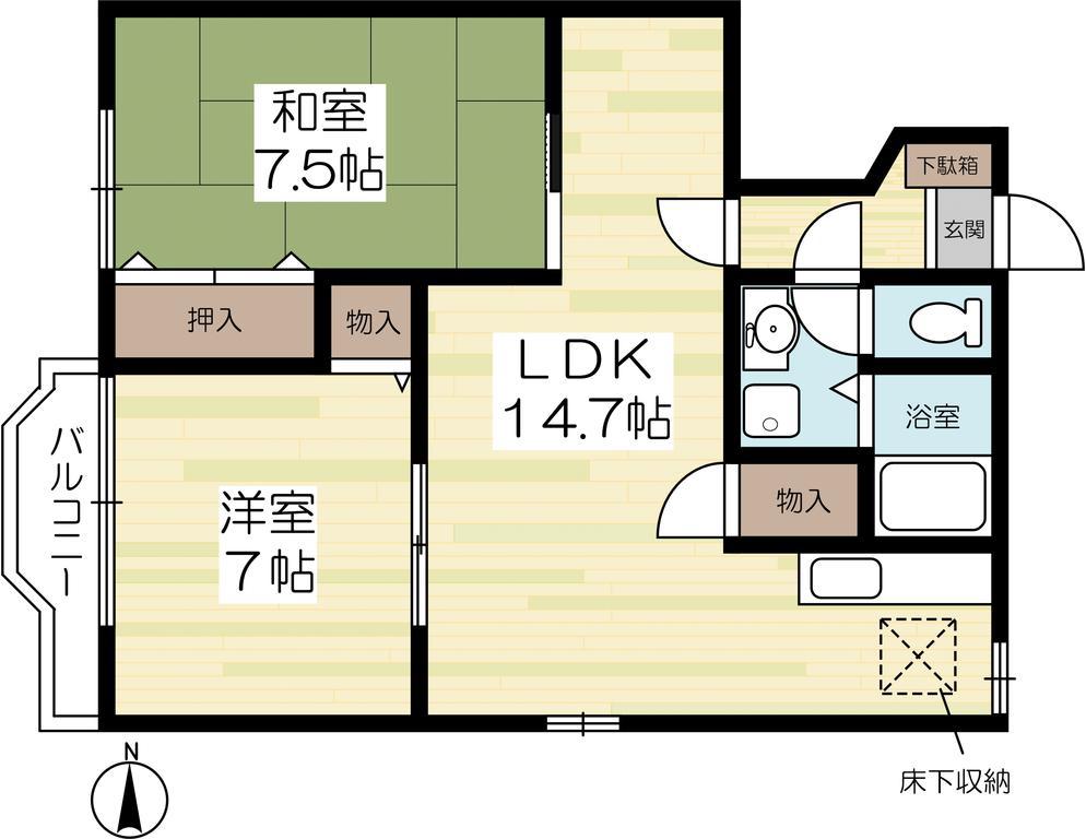 コージーコートIII(2LDK/1階)の間取り写真