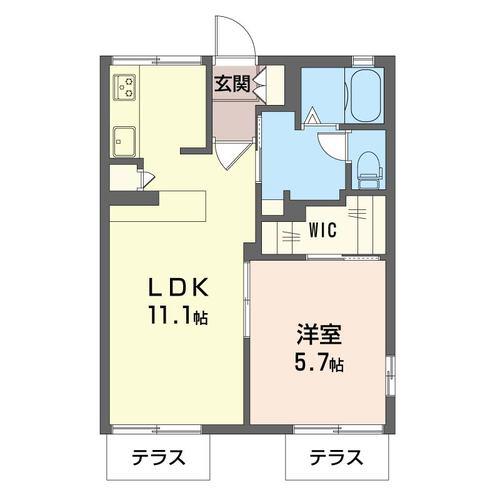 サウスバレー安藤C(1LDK/1階)の間取り写真