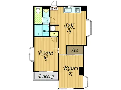 フォレストヴェルデ(2DK/2階)の間取り写真