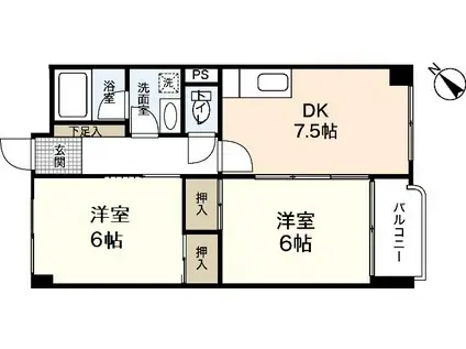 高陽第一センタービル(2DK/4階)の間取り写真