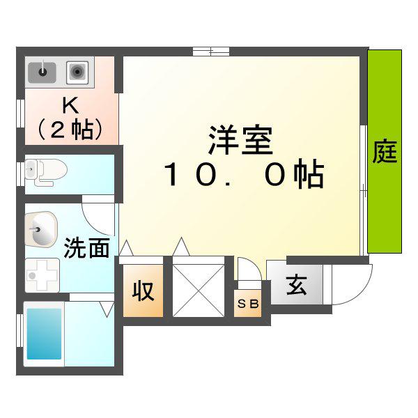 レジデンス尾浜(1K/1階)の間取り写真