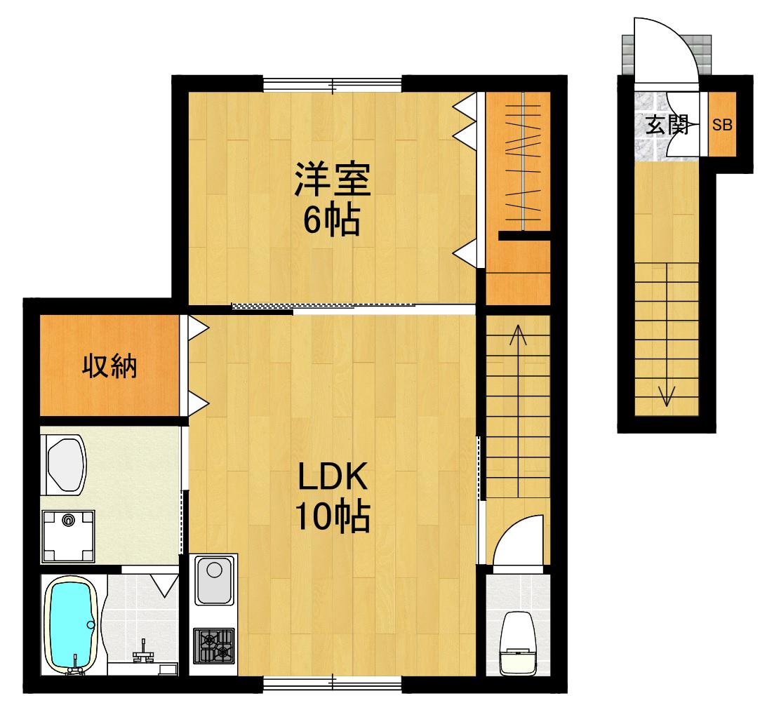 HONYA HILLS II(1LDK/2階)の間取り写真