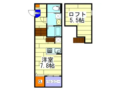 アールグレイス石橋(ワンルーム/2階)の間取り写真