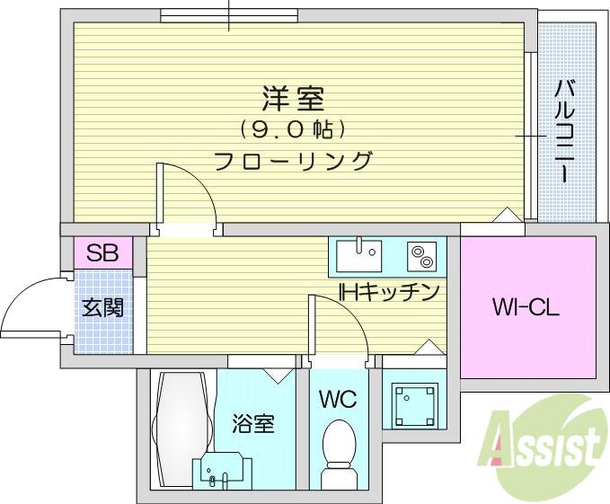 ART弥生町ヒルズ(1K/1階)の間取り写真