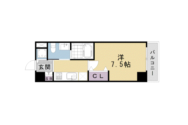 アクアプレイス京都洛南III(1K/6階)の間取り写真