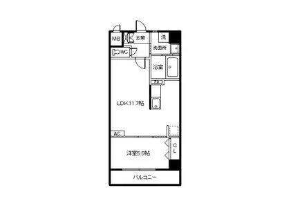 NORTIK川中(1LDK/4階)の間取り写真