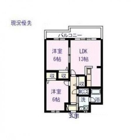 リヴィエール壱番館(2LDK/3階)の間取り写真