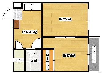 サンシティ森下(2K/2階)の間取り写真