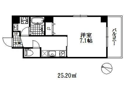 グランヴィータ(1K/5階)の間取り写真