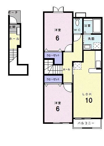 アルハンブラ一番館(2LDK/2階)の間取り写真