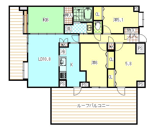ルミネール大和町(4LDK/2階)の間取り写真