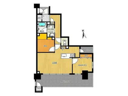 エイルマンション藤崎宮前ロゼア 606号(2LDK/6階)の間取り写真