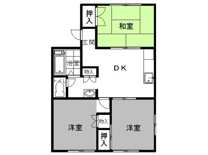 ワタラセステーションプラザA(3DK/2階)の間取り写真