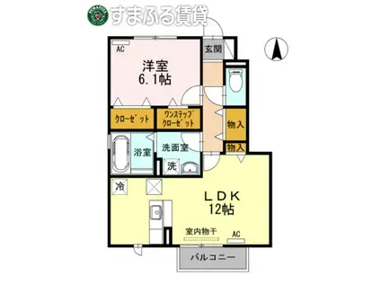 イデアル・ボヌール(1LDK/1階)の間取り写真