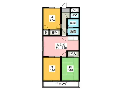 マンション景桜(3LDK/3階)の間取り写真